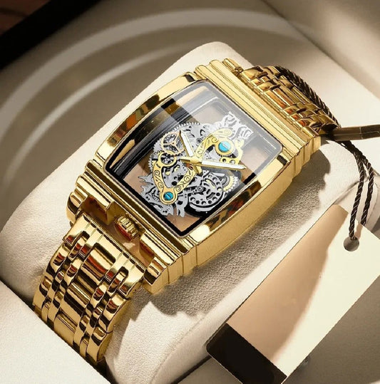 Judge Luxury Barrel-Shaped Skeleton Watch for Men